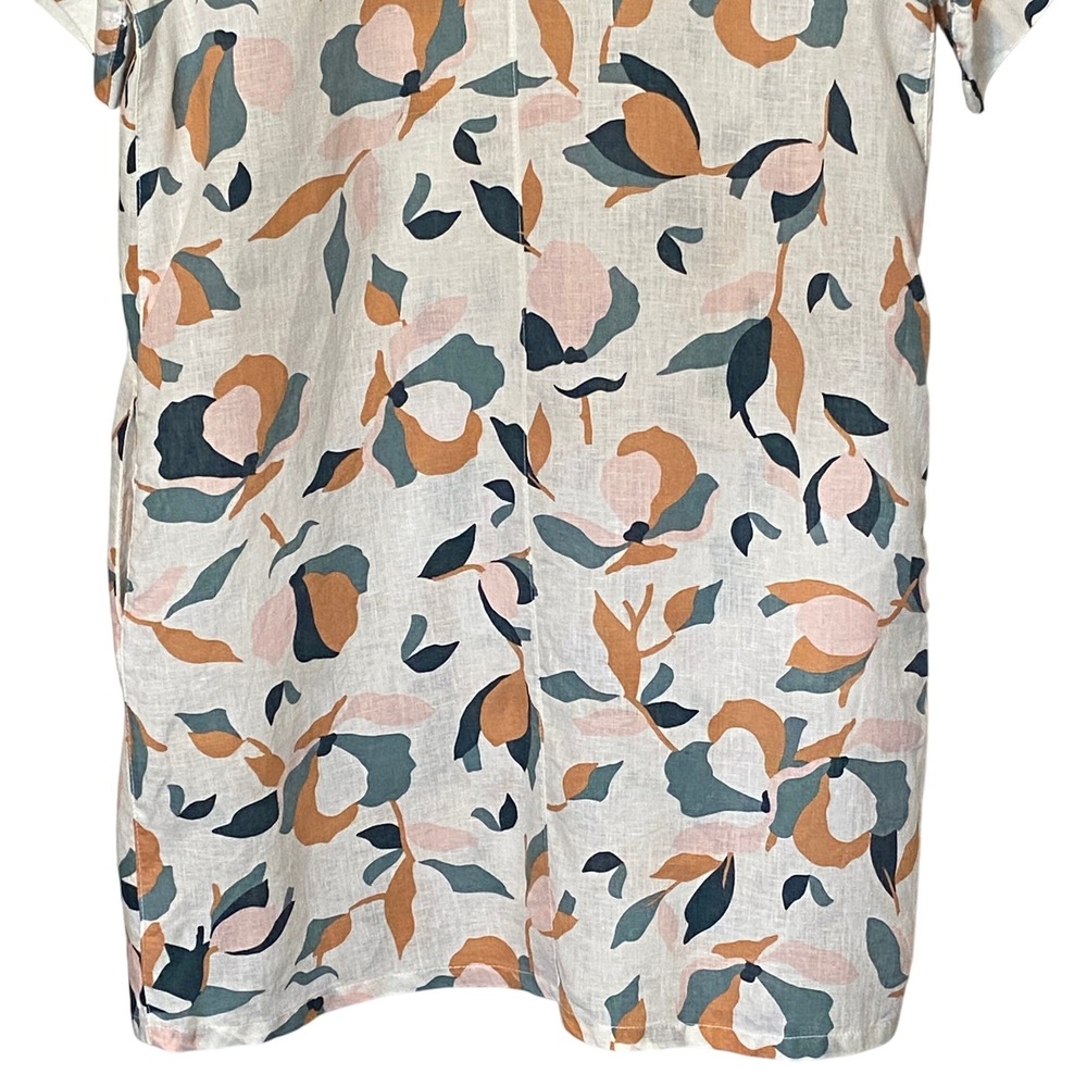 Rachel Zoe Women Linen Shirt Dress Size L Abstract Floral Coastal Resort Pockets - Picture 11 of 14